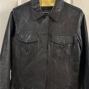 Andrew Marc for Wilson’s Leather Black Leather Cropped Women’s Jacket